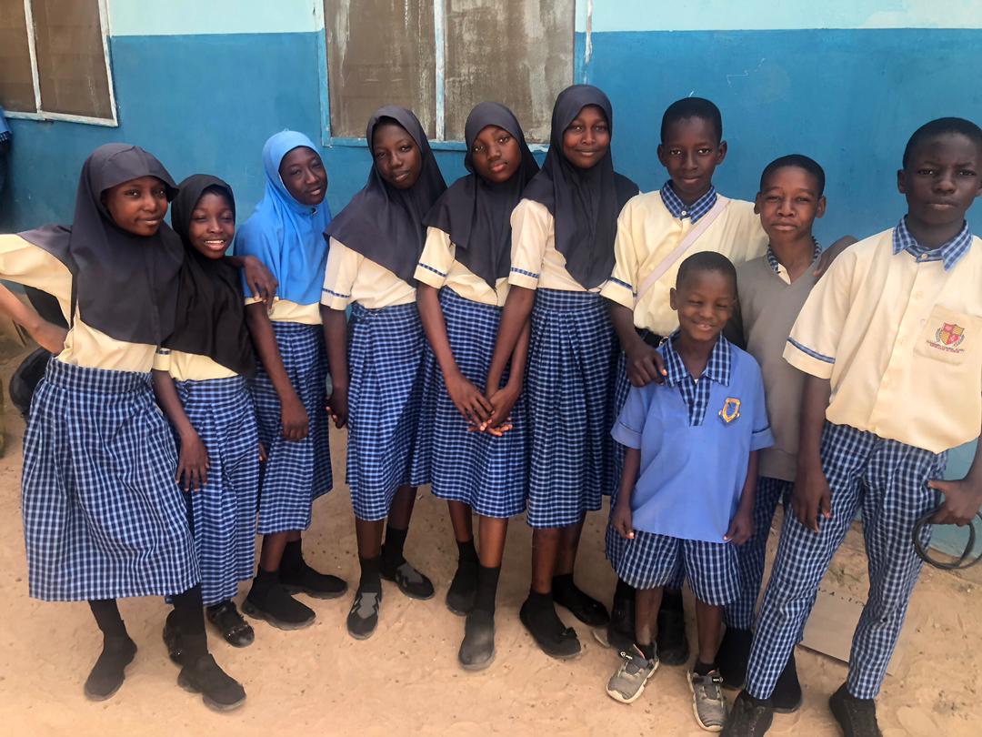 Students gathered during Sanfaani school outreach